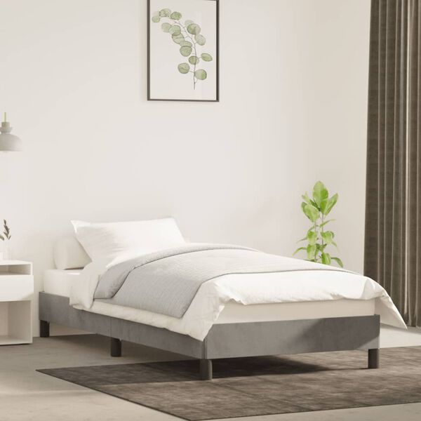 vidaXL Bed Frame without Mattress Light Grey 92x187 cm Single Velvet