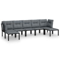 vidaXL 7 Piece Garden Lounge Set Black and Grey Poly Rattan,  vidaXL 7 Piece Garden Lounge Set Black and Grey Poly Rattan