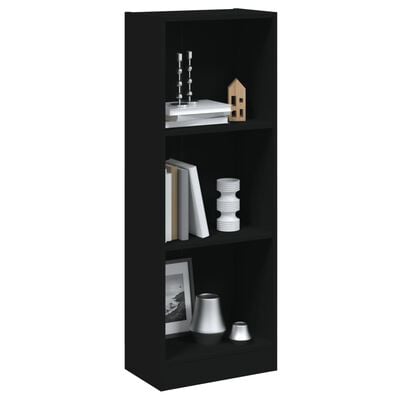 vidaXL 3-Tier Book Cabinet Black 40x24x109 cm Engineered Wood