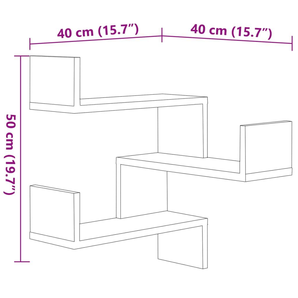 vidaXL Wall Corner Shelves 2 pcs Brown Oak 40x40x50 cm Engineered Wood