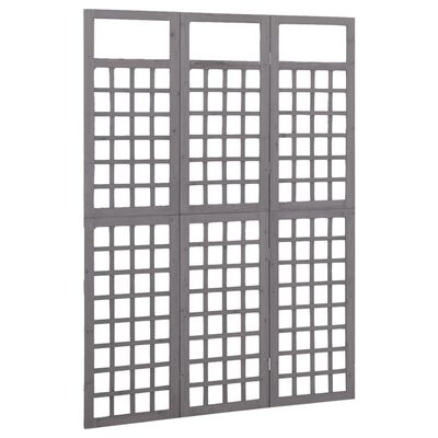 vidaXL 3-Panel Room Divider/Trellis Solid Fir Wood Grey 121x180 cm, grey vidaXL 3-Panel Room Divider/Trellis Solid Fir Wood Grey 121x180 cm