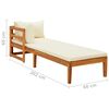 vidaXL Sun Lounger with 1 Armrest Cream White Solid Acacia Wood