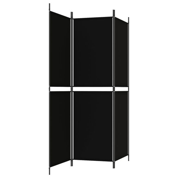 vidaXL 3-Panel Room Divider Black 150x180 cm Fabric