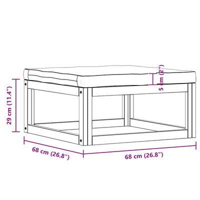 vidaXL Footrest with Dark Grey Cushion Solid Acacia Wood, dark grey vidaXL Footrest with Dark Grey Cushion Solid Acacia Wood