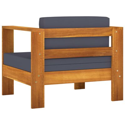 vidaXL 10 Piece Garden Lounge Set with Dark Grey Cushions Acacia Wood, dark grey vidaXL 10 Piece Garden Lounge Set with Dark Grey Cushions Acacia Wood