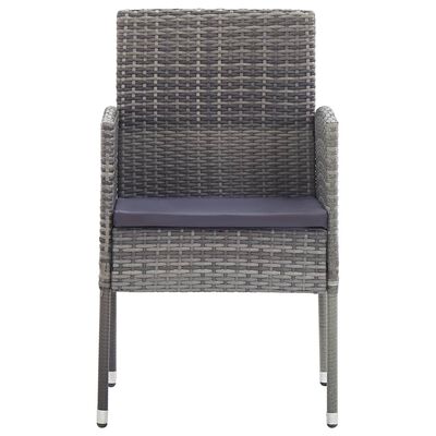 vidaXL Garden Chairs with Dark Grey Cushions 2 pcs Grey Poly Rattan