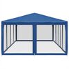 vidaXL Party Tent with 12 Mesh Sidewalls Blue 8x4 m HDPE
