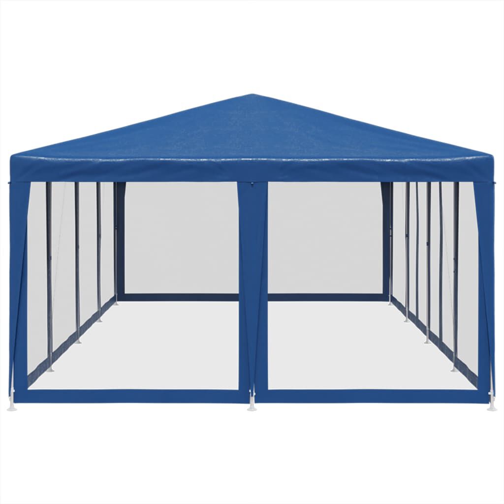 vidaXL Party Tent with 12 Mesh Sidewalls Blue 8x4 m HDPE