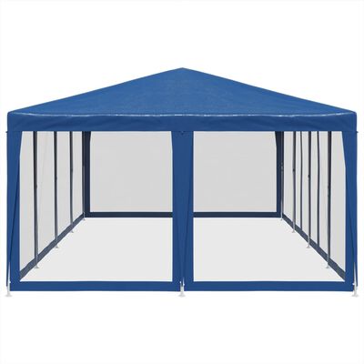 vidaXL Party Tent with 12 Mesh Sidewalls Blue 8x4 m HDPE
