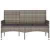 vidaXL 3-Seater Garden Bench with Cushions Grey Poly Rattan