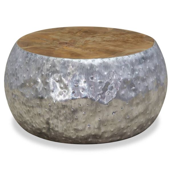 vidaXL Coffee Table Aluminium Teak 60x60x30 cm