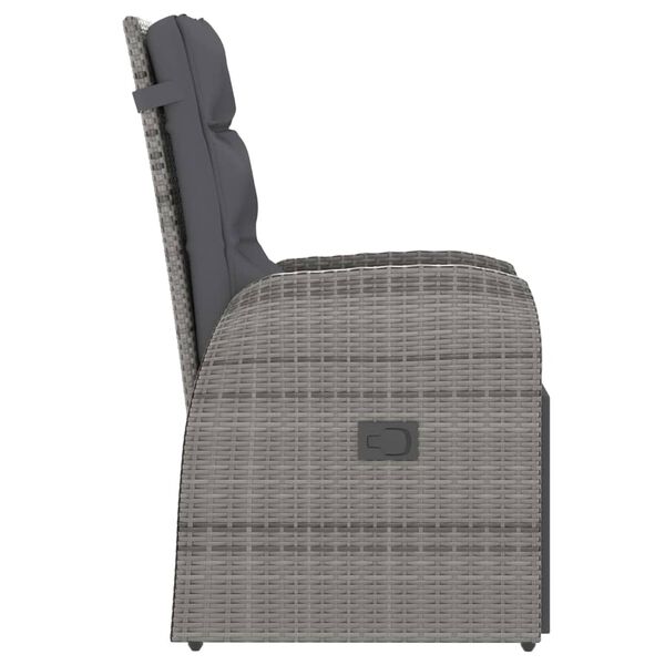 vidaXL 11 Piece Outdoor Dining Set with Cushions Poly Rattan Grey