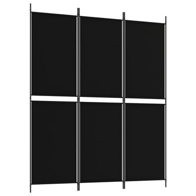 vidaXL 3-Panel Room Divider Black 150x180 cm Fabric