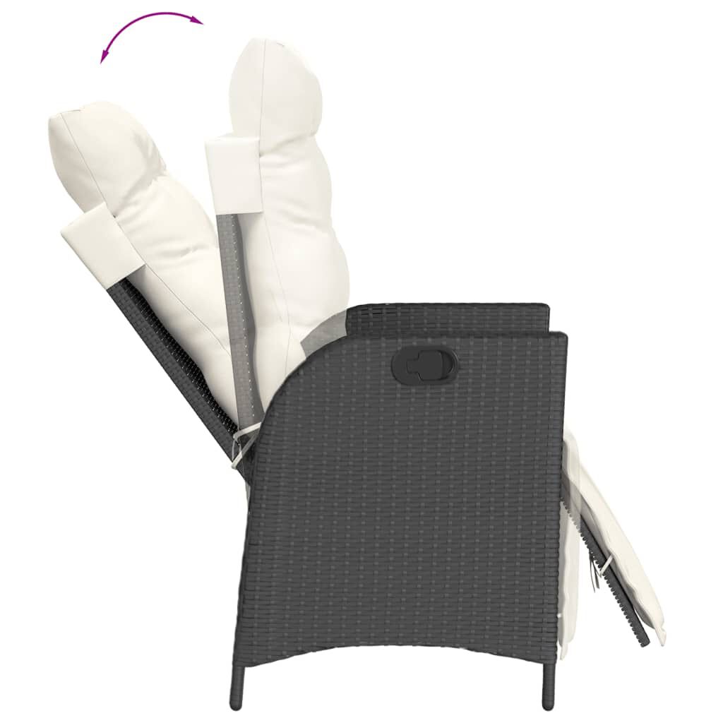 vidaXL Reclining Garden Chairs 2 pcs with Footrest Black Poly Rattan