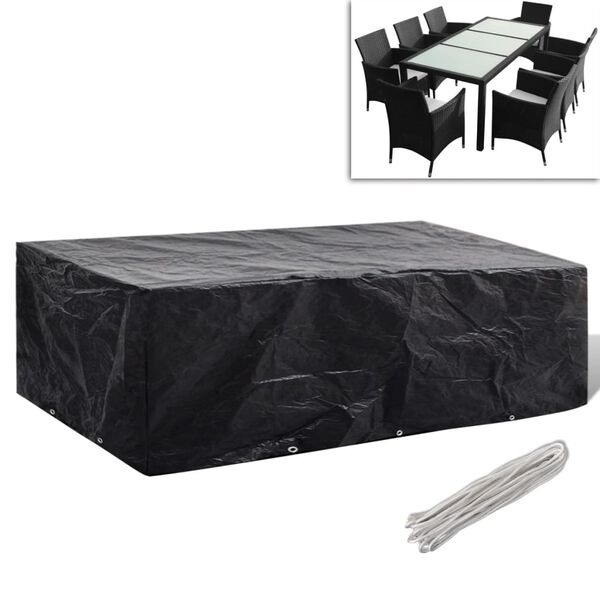vidaXL Garden Furniture Cover 8 Person Poly Rattan Set 10 Eyelets 300x140cm