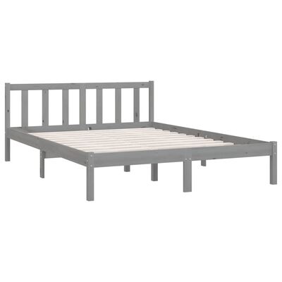 vidaXL Bed Frame Grey Solid Pinewood 160x200 cm