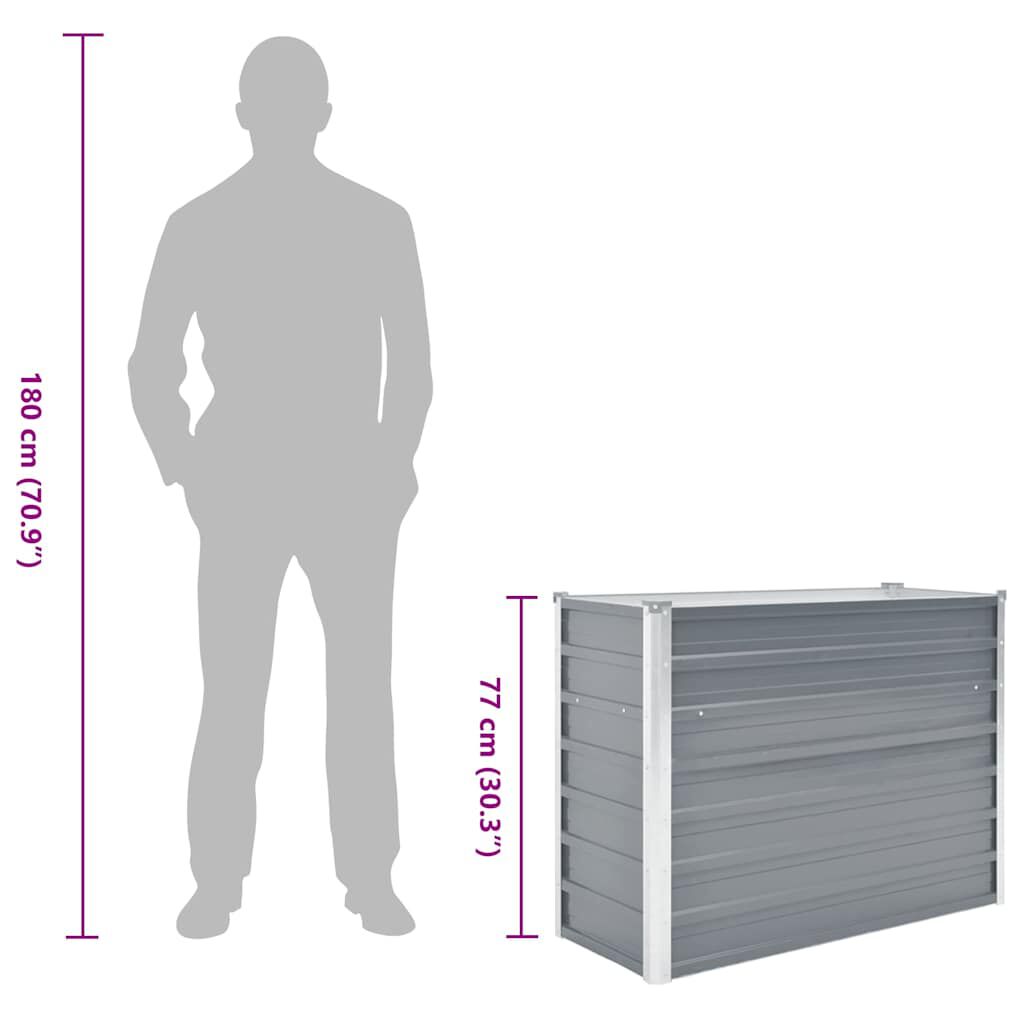 vidaXL Garden Raised Bed Galvanised Steel 100x40x77 cm Grey