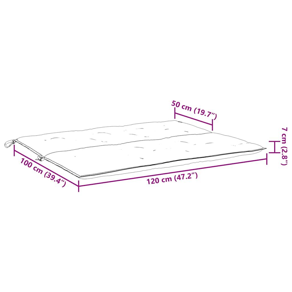 vidaXL Garden Bench Cushion Black 120x(50+50)x7cm Oxford Fabric