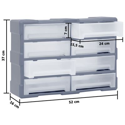 vidaXL Multi-drawer Organiser with 8 Big Drawers 52x16x37 cm, grey vidaXL Multi-drawer Organiser with 8 Big Drawers 52x16x37 cm