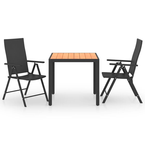 vidaXL 3 Piece Garden Dining Set Black and Brown