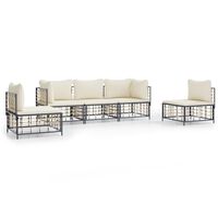 vidaXL 5 Piece Garden Lounge Set with Cushions Anthracite Poly Rattan