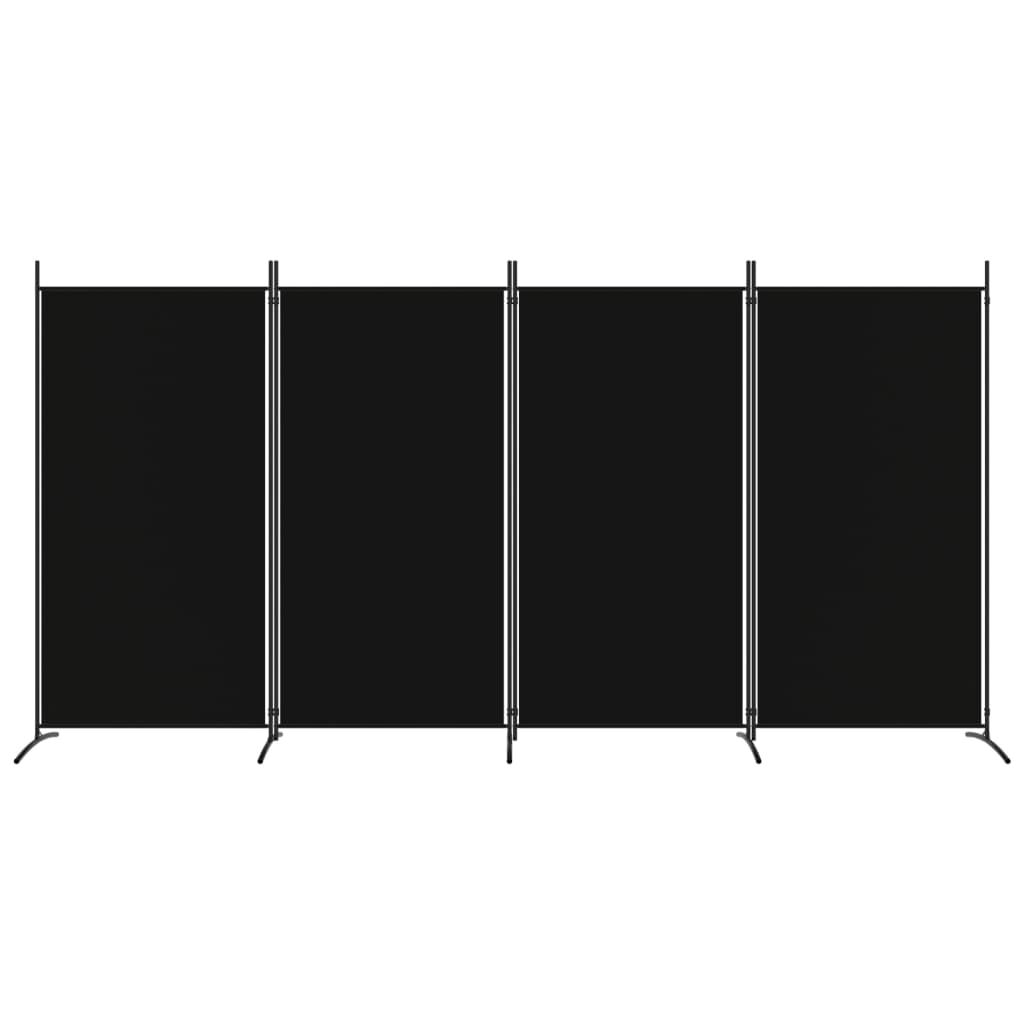 vidaXL 4-Panel Room Divider Black 346x180 cm Fabric