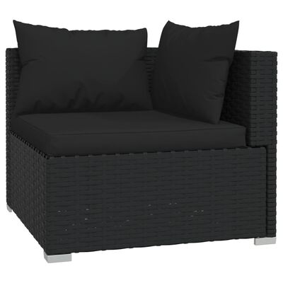vidaXL 8 Piece Garden Lounge Set with Cushions Black Poly Rattan, black vidaXL 8 Piece Garden Lounge Set with Cushions Black Poly Rattan