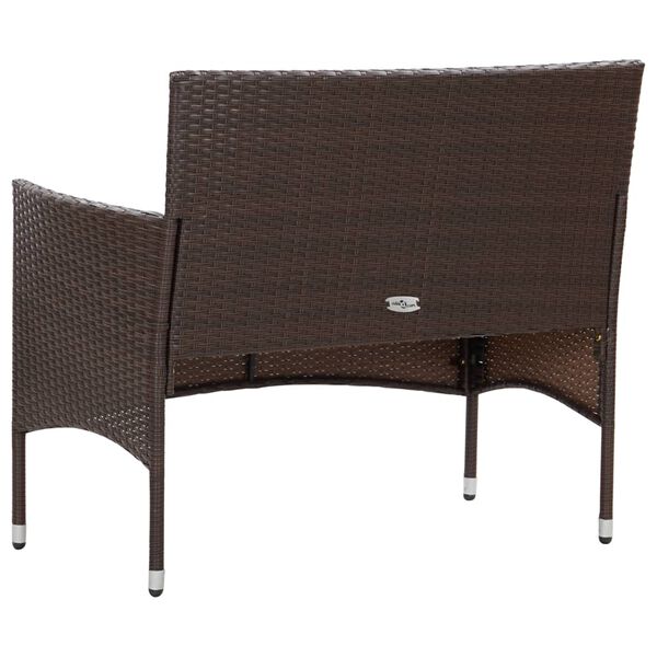 vidaXL 2 Piece Garden Lounge Set with Cushion Poly Rattan Brown