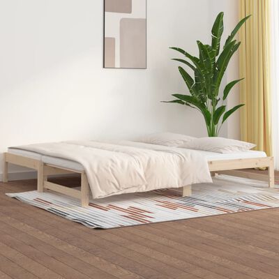 vidaXL Pull-out Day Bed without Mattress 2x(90x200) cm Solid Wood Pine, natural vidaXL Pull-out Day Bed without Mattress 2x(90x200) cm Solid Wood Pine