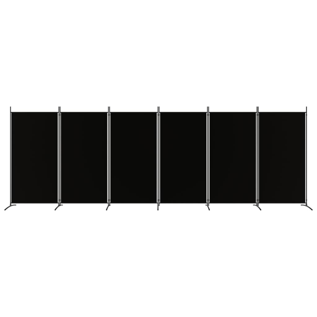 vidaXL 6-Panel Room Divider Black 520x180 cm Fabric