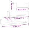 vidaXL Wall Display Shelf 3 pcs Sonoma Oak Engineered Wood