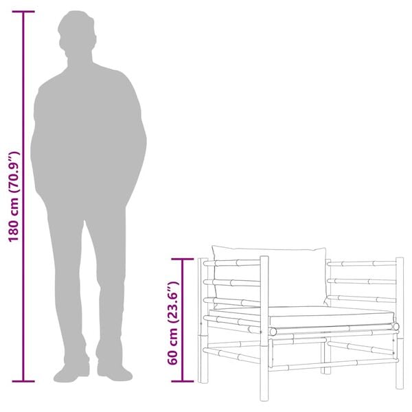 vidaXL Garden Sofa with Cream White Cushions Bamboo