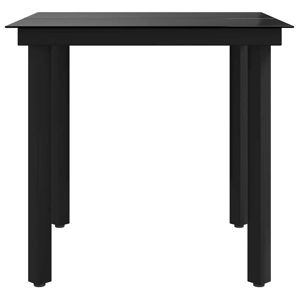 vidaXL Garden Dining Table Black 80x80x74 cm Steel and Glass