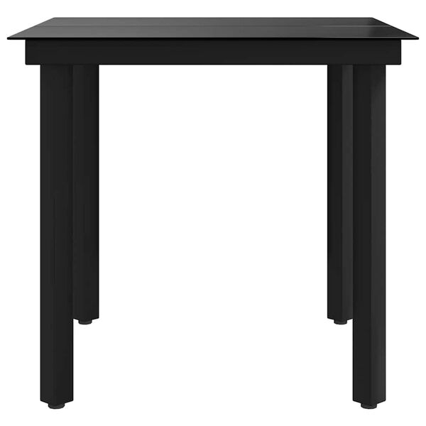 vidaXL Garden Dining Table Black 80x80x74 cm Steel and Glass