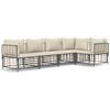 vidaXL 5 Piece Garden Lounge Set with Cushions Anthracite Poly Rattan