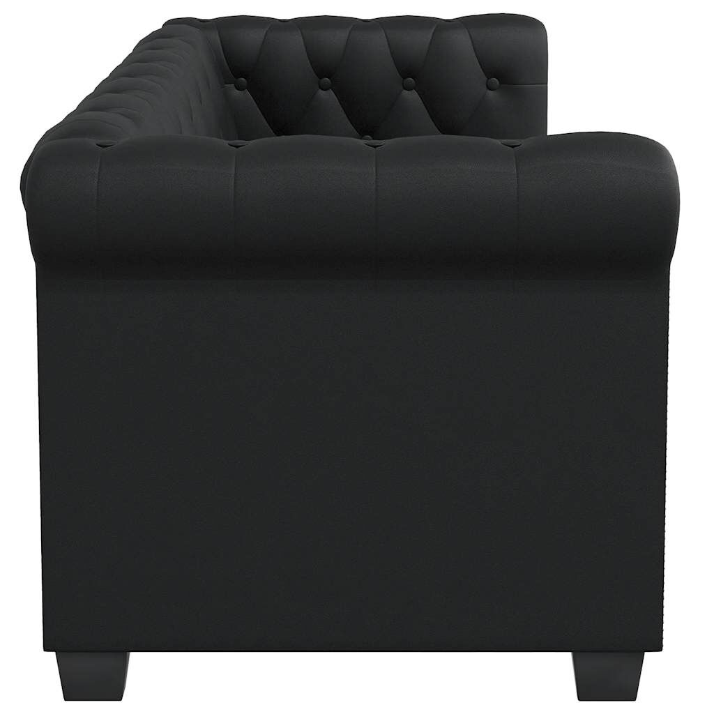 vidaXL Chesterfield 2-Seater Artificial Leather Black