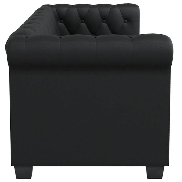 vidaXL Chesterfield 2-Seater Artificial Leather Black