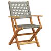 vidaXL Folding Garden Chairs 4 pcs Grey Poly Rattan and Solid Wood