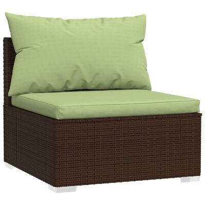 vidaXL 8 Piece Garden Lounge Set with Cushions Poly Rattan Brown, brown and green vidaXL 8 Piece Garden Lounge Set with Cushions Poly Rattan Brown