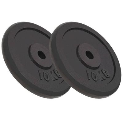 vidaXL Weight Plates 2 pcs 2x10 kg Cast Iron,  vidaXL Weight Plates 2 pcs 2x10 kg Cast Iron