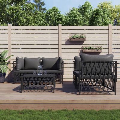 vidaXL 5 Piece Garden Lounge Set with Cushions Anthracite Steel