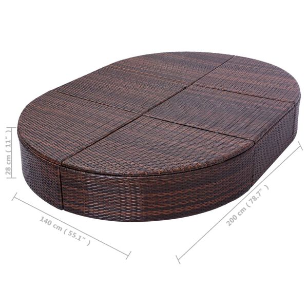 vidaXL Outdoor Lounge Bed with Cushion Poly Rattan Brown