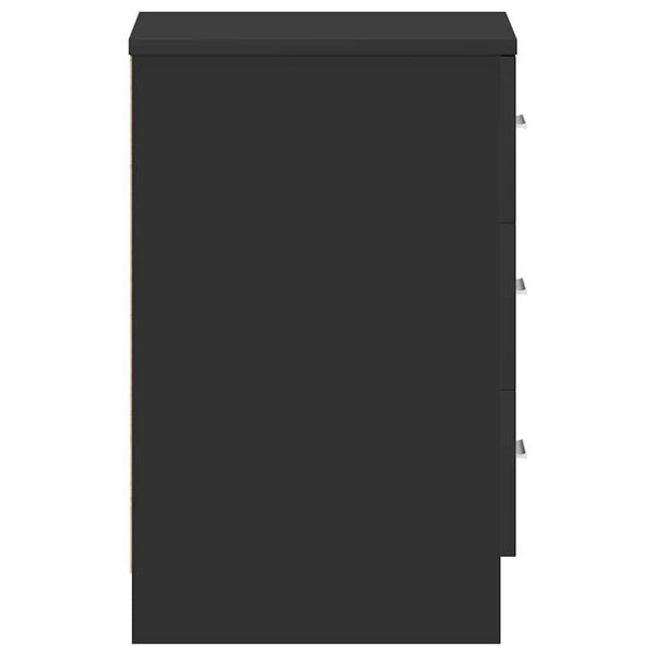 vidaXL Bedside Cabinet Black 38x35x56 cm Engineered Wood