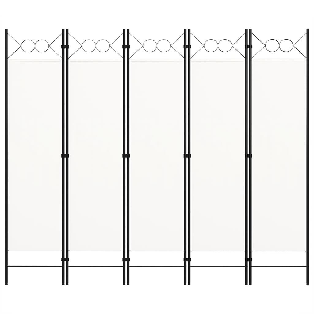 vidaXL 5-Panel Room Divider White 200x180 cm