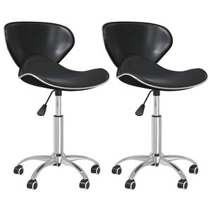 vidaXL Swivel Dining Chairs 2 pcs Black Faux Leather