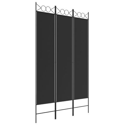 vidaXL 3-Panel Room Divider Black 120x200 cm Fabric, black vidaXL 3-Panel Room Divider Black 120x200 cm Fabric