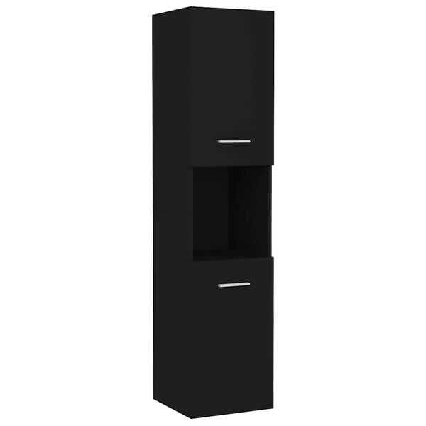 vidaXL Bathroom Cabinet Black 30x30x130 cm Engineered Wood