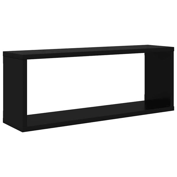 vidaXL Wall Cube Shelf 2 pcs Black 60x15x23 cm Engineered Wood