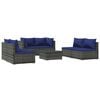 vidaXL 7 Piece Garden Lounge Set with Cushions Poly Rattan Grey