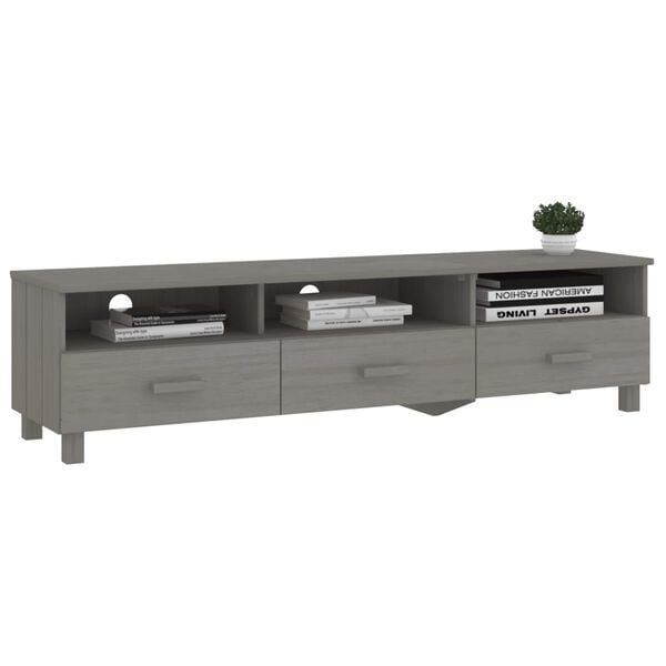 vidaXL TV Cabinet HAMAR Light Grey 158x40x40 cm Solid Wood Pine